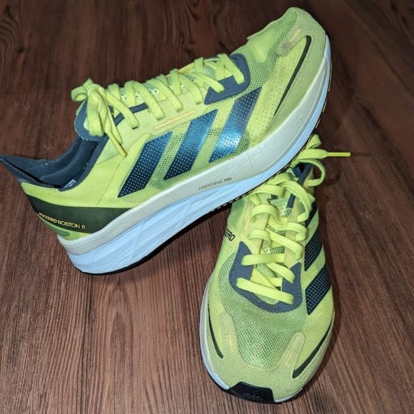 Men’s Adidas Adizero Boston 11 Running Shoes, Men's Size 9 Neon Yellow - Picture 16 of 16